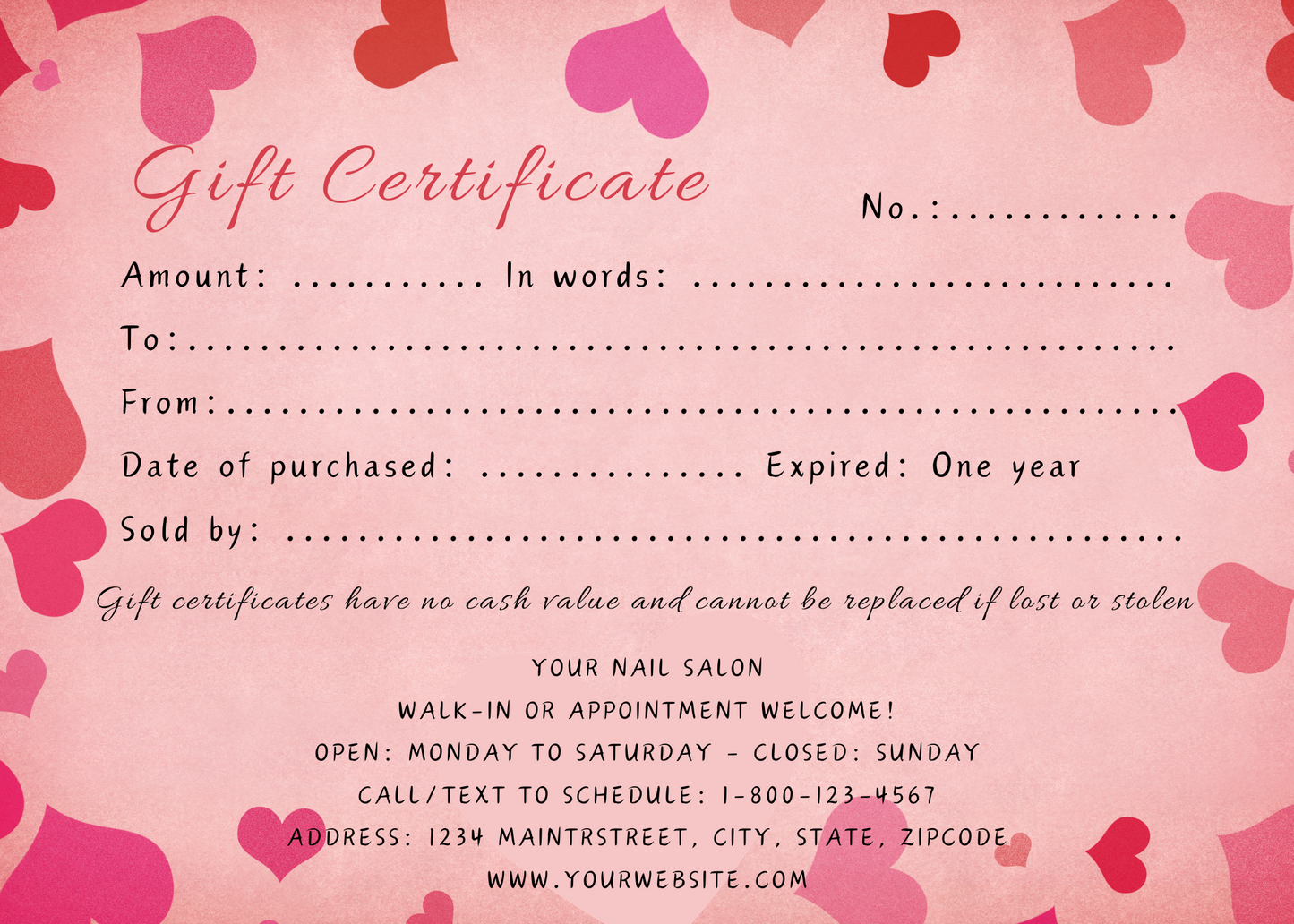 Luxury Gift Certificate (Custom tên tiệm naills)