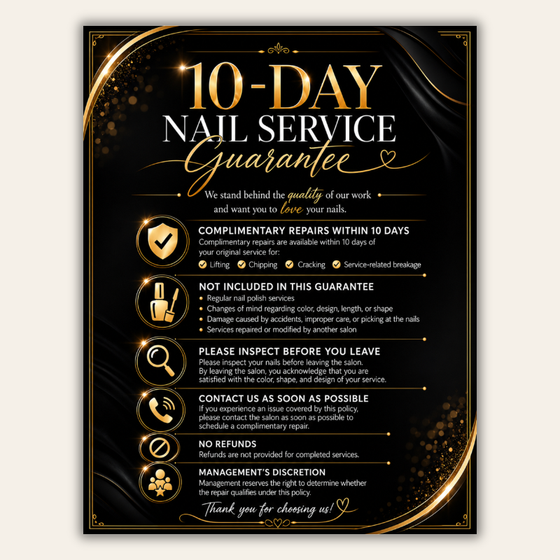 Customer Policy – Mẫu Quy Định Dành Cho Khách Hàng Cho Tiệm Nails