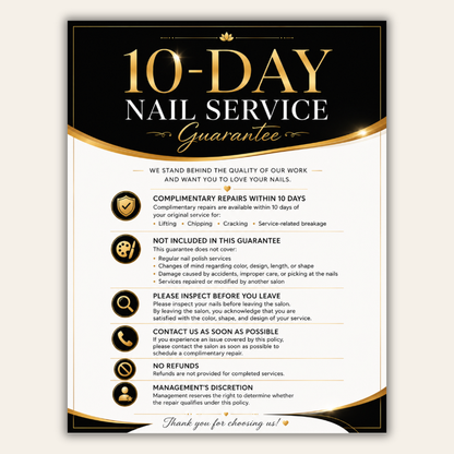 Customer Policy – Mẫu Quy Định Dành Cho Khách Hàng Cho Tiệm Nails