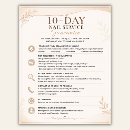 Customer Policy – Mẫu Quy Định Dành Cho Khách Hàng Cho Tiệm Nails